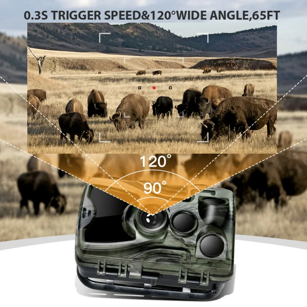 Камера для слежения на охоте с 5000 мАч литиевой батареей 16MP HC801 1080 P Ночной версии фото ловушки наблюдение за дикой природой