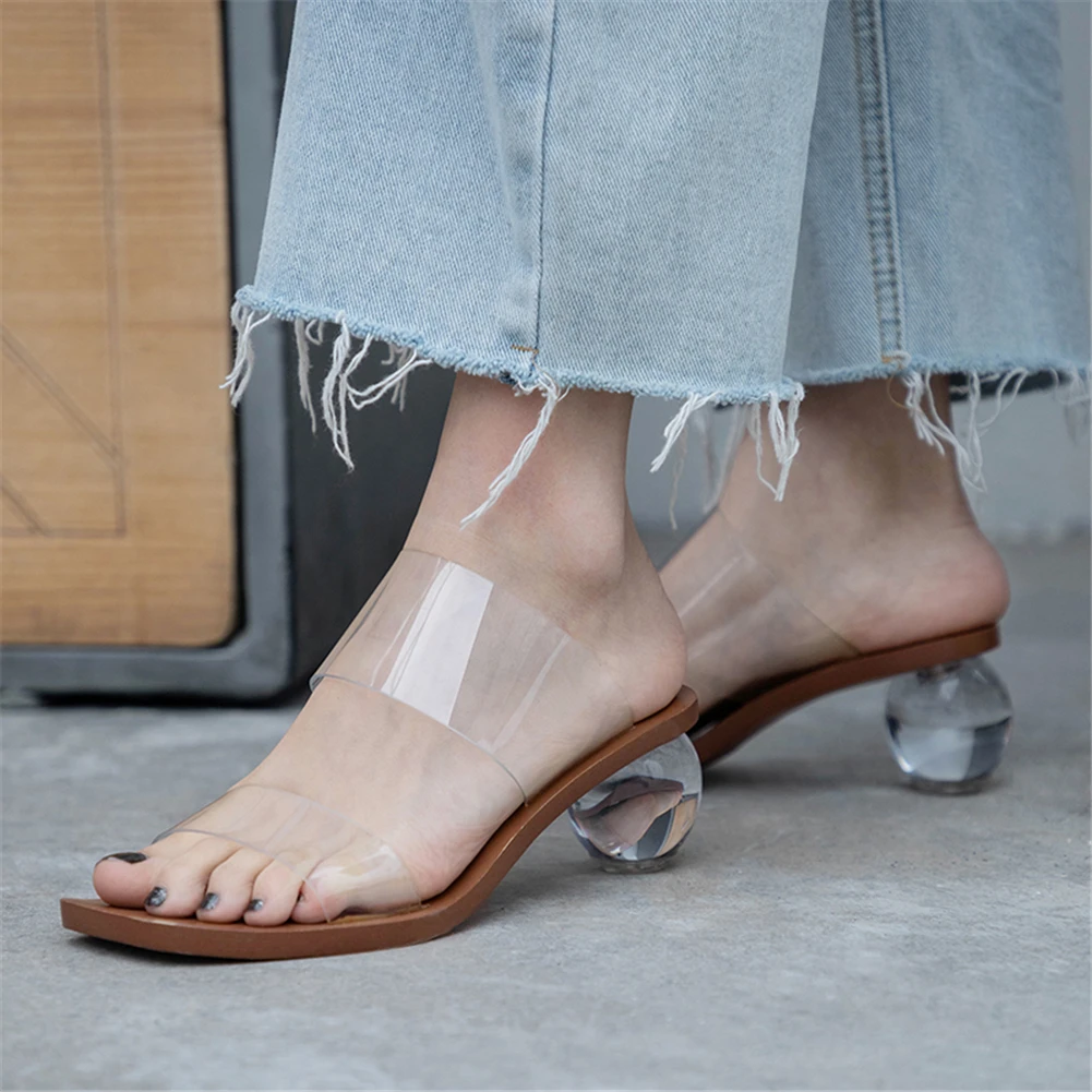 

Luxury Brand Design 2019 New Arrival Women Sandals Unique Pvc Crystal High Heels Sandals Summer Transparent Party Prom Shoes