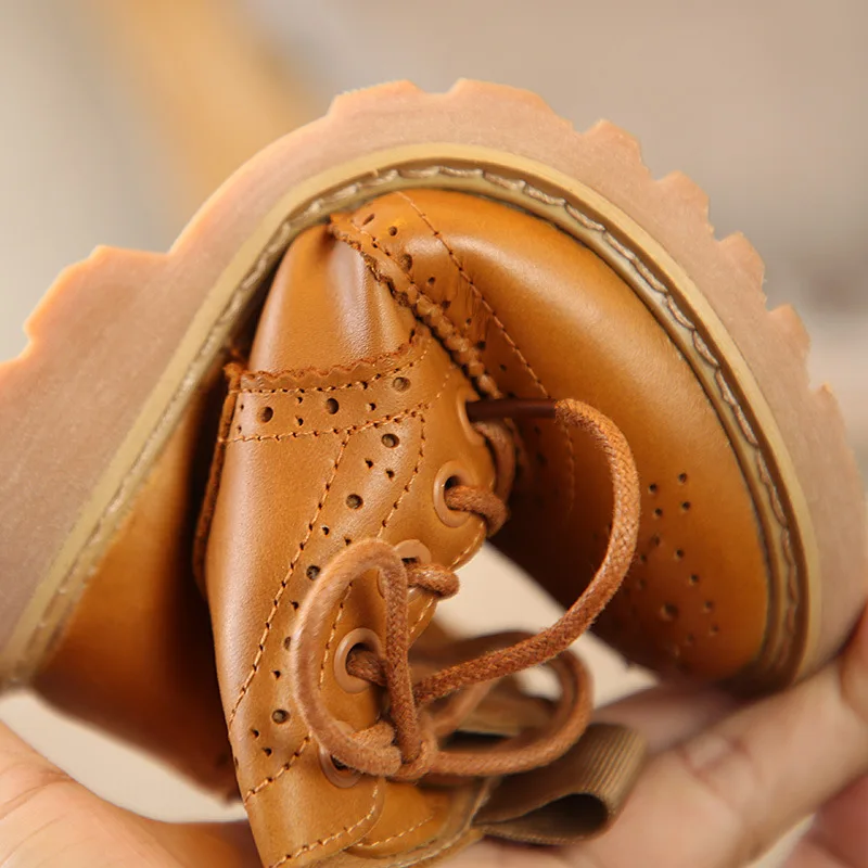 Kalupao/новая зимняя детская обувь в стиле ретро; Ботинки martin в британском стиле из натуральной кожи на плоской подошве; Осенняя обувь для девочек; Детские ботильоны
