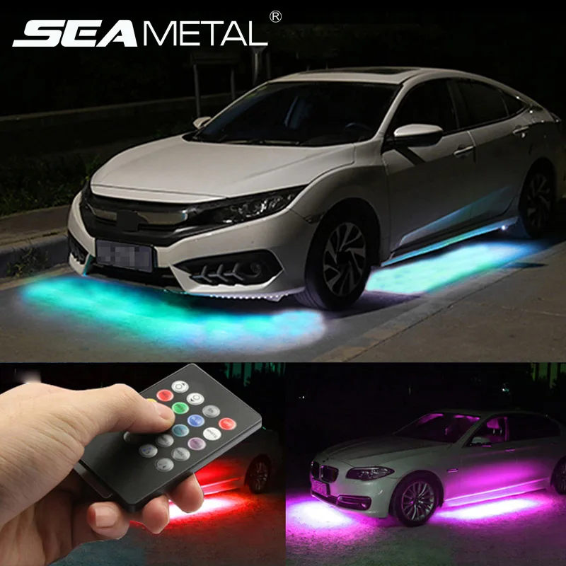 Украшение автомобиля световые полосы автомобиля подсвечивающий гибкий светодиодный контрольная полоса RGB декоративная лампа система нижнего тела неоновые огни