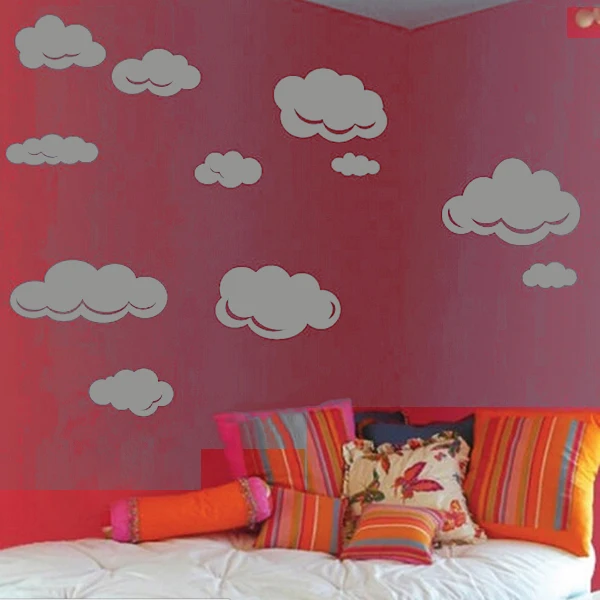 pattern of large clouds pvc waterproof removable wall stickers grey