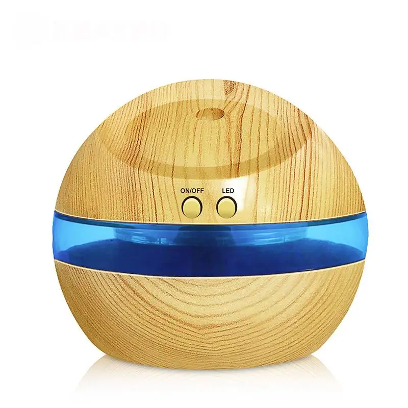 

USB Ultrasonic Humidifier, 300ml Aroma Diffuser Essential Oil Diffuser Aromatherapy mist maker with Blue LED Light (Wood grain)