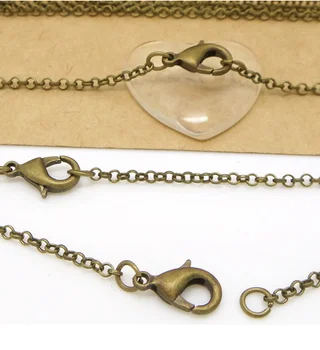 

100pcs/lot 18'' 2.5mm Bronze Jewelry Link Rolo Chains Necklace with Lobster Clasps