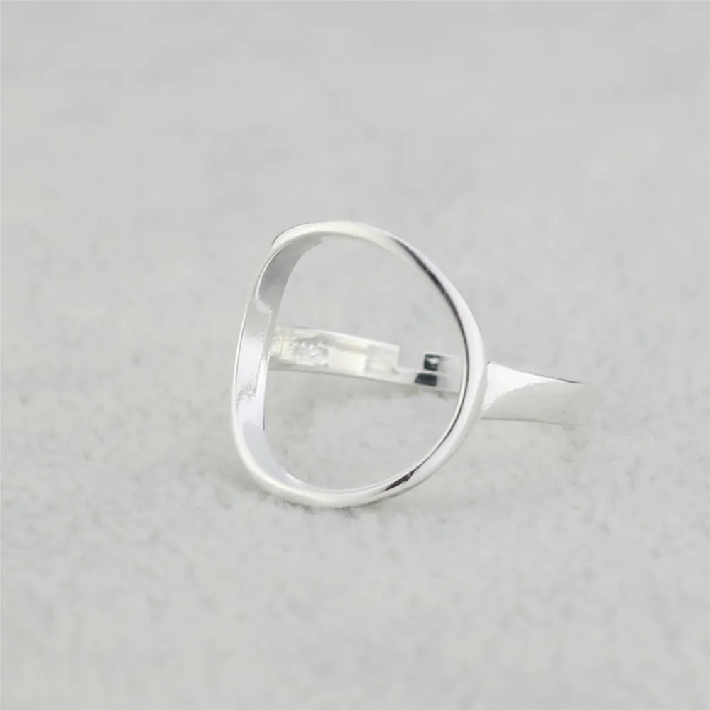 

925 Sterling-silver-jewelry Fashion Round Open Rings For Women High Quality Personality Lady Accessories