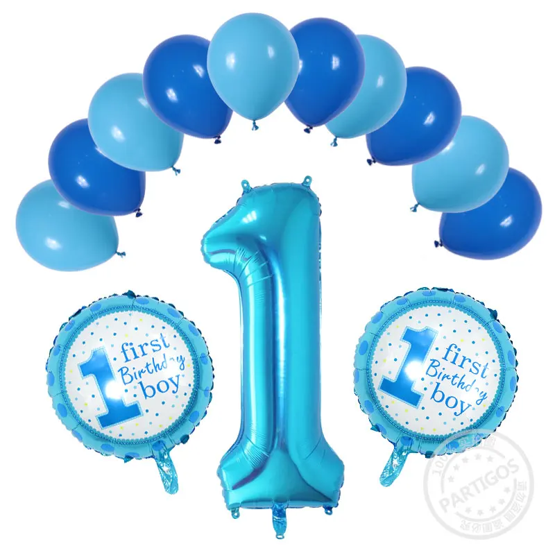 13 шт./лот, 1 год, Детские воздушные шары для душа, на день рождения, гелиевые, для мальчиков и девочек, в горошек, латексные шары, для детей, на день рождения, для украшения, Globos - Цвет: 40inch blue boy