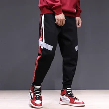 Модные уличные штаны для бега, мужские полосатые брюки свободного кроя, брюки-шаровары, штаны-шаровары, штаны в стиле хип-хоп