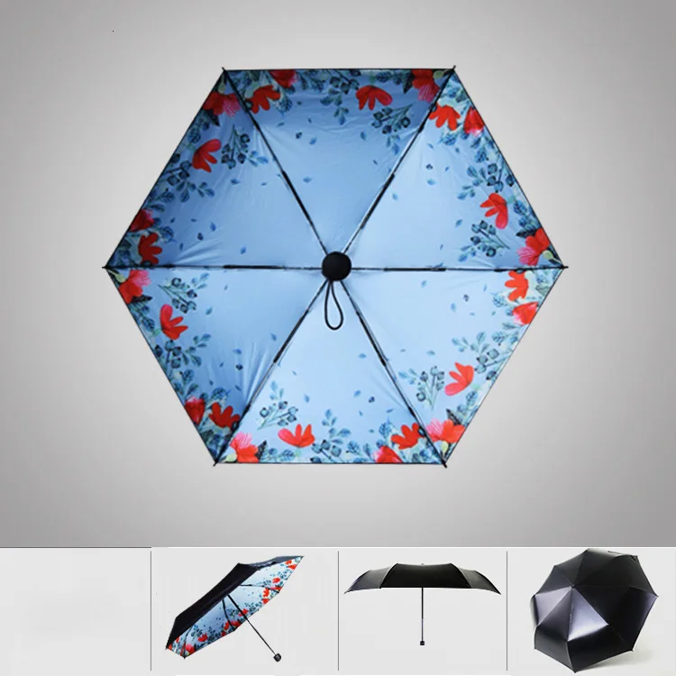 

Sunshade ultralight pocket five fold uv protection black coating female umbrella vinyl sun umbrella