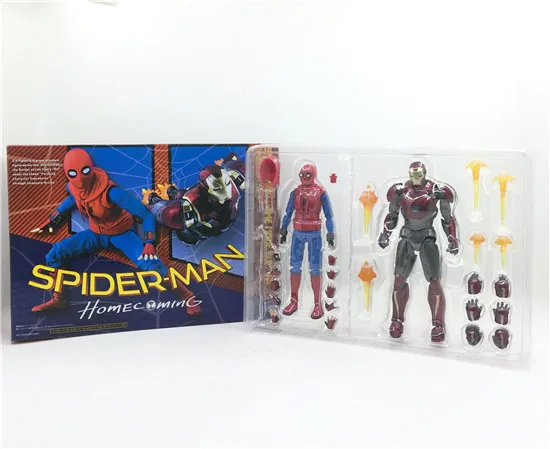 14-15CM 1set Anime figure the avanger MK47 spiderman/Iron man movable action figure collectible model toys for boys