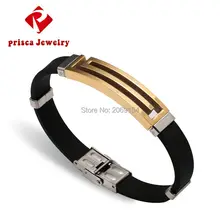 Новые очаровательные модные ювелирные изделия мужские серебряные, титановые, стальные силиконовые браслеты двух цветов
