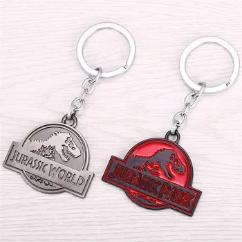 

12pcs/lot New Arrival urassic Park 2 colors Key chain Dinosaur Logo keyring for man high Quality can Drop-shipping