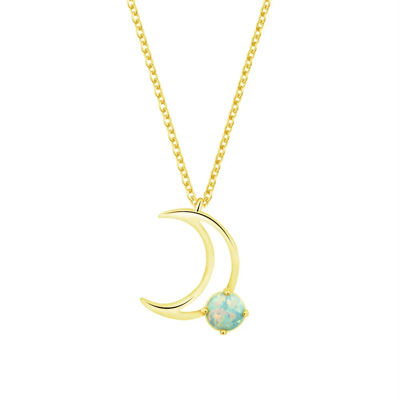 

Valentine's Day Gift Hollow Moon Chokers Necklaces For Women Stainless Steel Fashion Jewelry Opal Crescent Collier Femme 2018