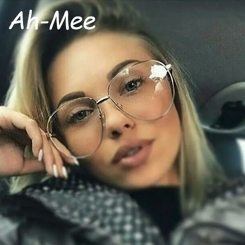 

Fashion Oversized Women Eyeglasses Anti-blue ray Eyewear Frame Retro Oval Metal Myopia Glasses Optical Eyeglass Frames