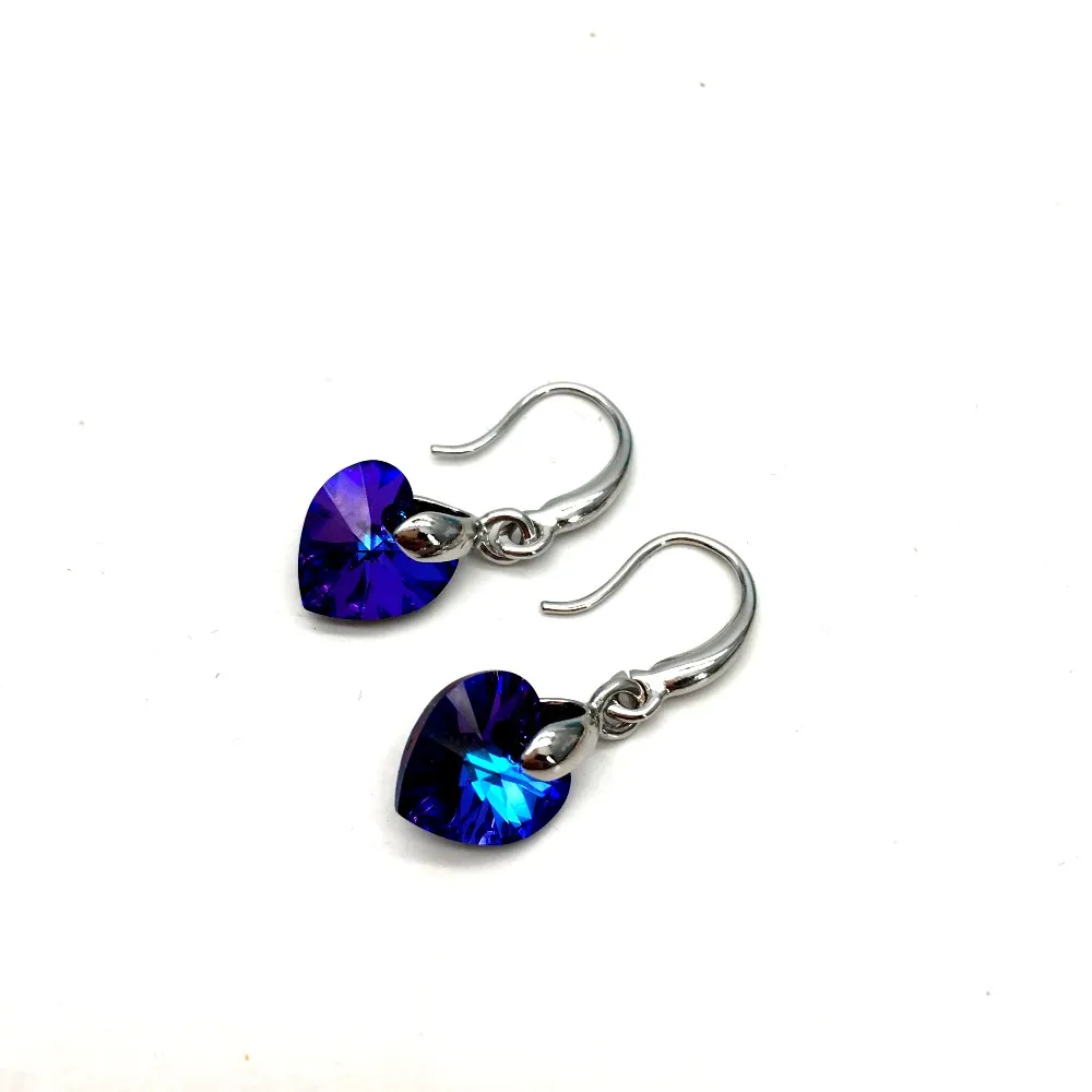 original swarovski crystals 6228 xilion heart dangle earring-platinum
