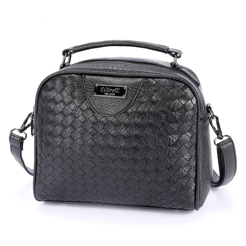 New Arrival 2016 Knitting PU Leather Handbag Women Crossbody Bag High Quality Shoulder Bag Rivet Top-Handle Bags