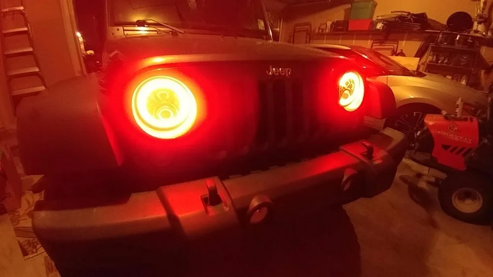 2 шт. RGB Halo Angel Eye Bluetooth дистанционный 7-дюймовый налобный фонарь для 1997~ Jeep Wrangler JK LJ CJ Hummer " светодиодный фонарь для фар