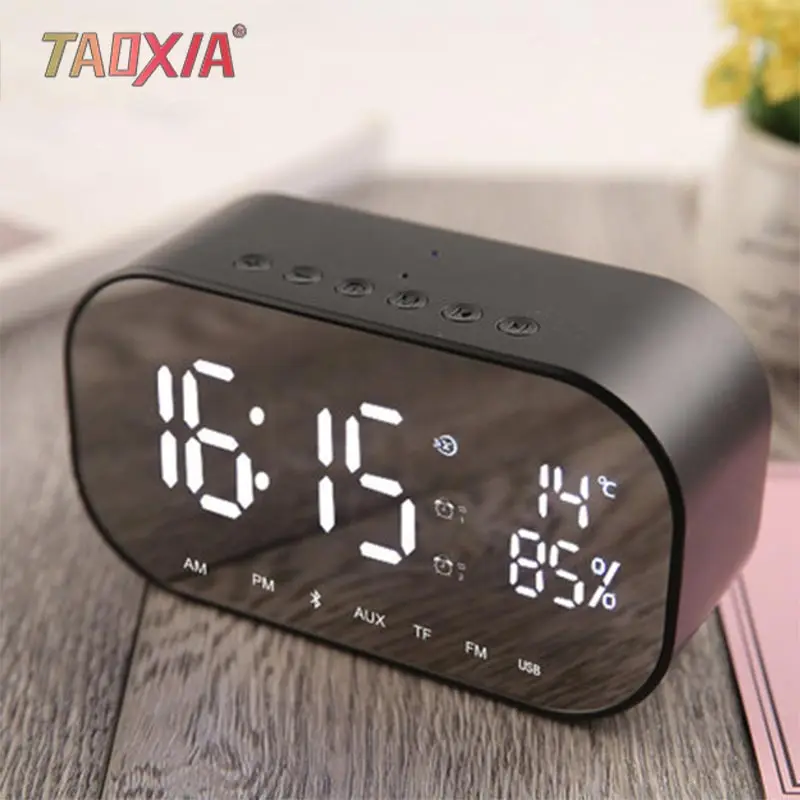 

Mini Home Dual Alarm Bell Screen Box Sound Wireless Bluetooth 4.2 Subwoofer New Bedside Sound-box Radio Media Bluetooth Speaker