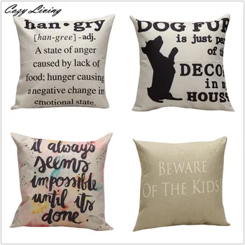 

Pillow Cases 45*45CM Retro Letters Pattern Pillow Cases Linen Pillow Covers Fancy Printed Square Pillowcases Wholesales 30D23