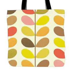Разноцветные листья печать сумка для покупок Еда удобство Для женщин белый холст ручной Сумки двухсторонние печатные