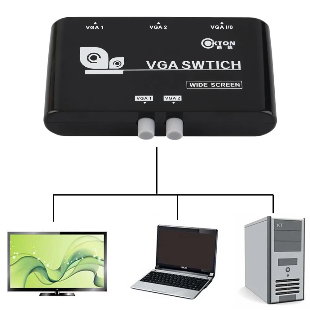 Новый оригинальный 2 в 1 из VGA/SVGA Руководство Обмен переключатель Switcher Box для ЖК-дисплей ПК; оптовая продажа; Прямая поставка;