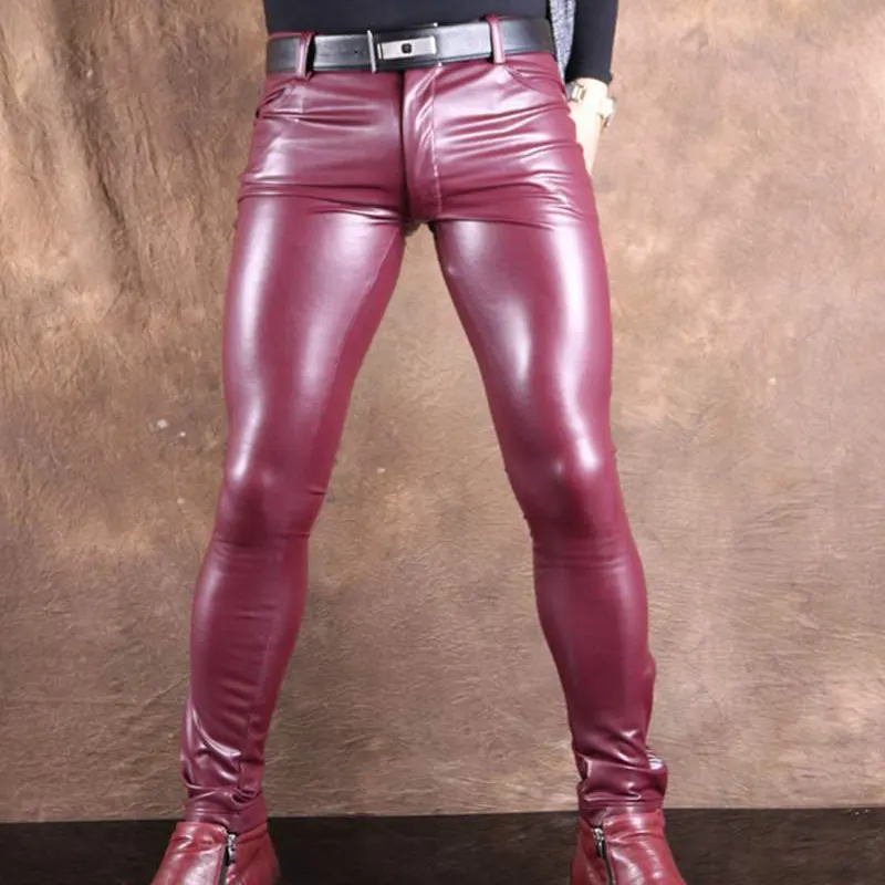 Эластичные блестящие узкие брюки размера плюс, обтягивающие, искусственная кожа, блестящие, для сцены, в стиле панк, узкие брюки, сексуальные леггинсы, одежда для геев, F92