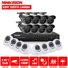 NINIVISION 16 каналов безопасности 1200TVL видео наблюдения открытый Крытый комплект камеры 16ch аналоговая камера высокого разрешения, система видеонаблюдения, цифровой видеорегистратор HDMI 1080 P CCTV системы