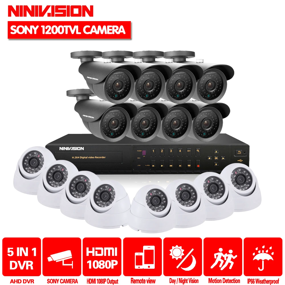 NINIVISION 16 каналов безопасности 1200TVL видео наблюдения открытый Крытый камера