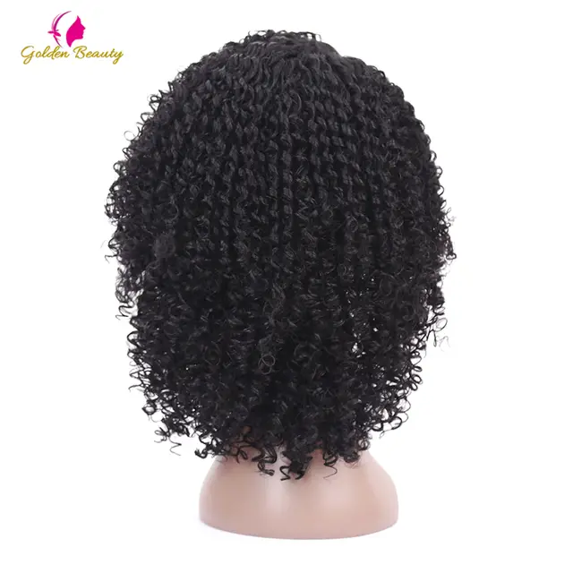 Golden Beauty 14inch Kinky Curly Synthetic Lace Front Wig Short