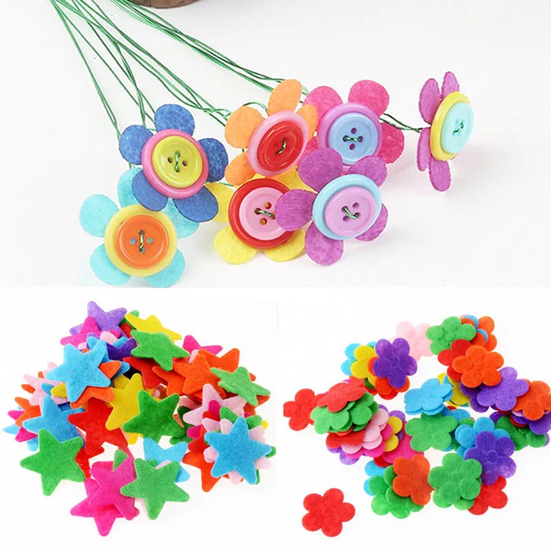 

High Quality Multi Shapes Random Color Mixed Color Cute Lovely Popular Applique Scrapbooking Felt Patch DIY Cut Paste Flowers