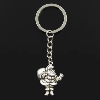 

Fashion 30mm Key Ring Metal Key Chain Keychain Jewelry Antique Bronze Silver Color Christmas Santa Claus Gift 33x25mm Pendant