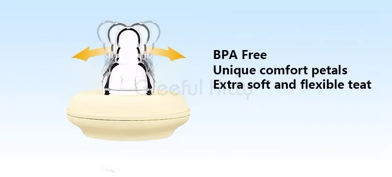 BPA Free standard Wide(3,5 см) антиколиковая система уникальные удобные лепестки натуральные защелки на груди формы бутылки силиконовые соски