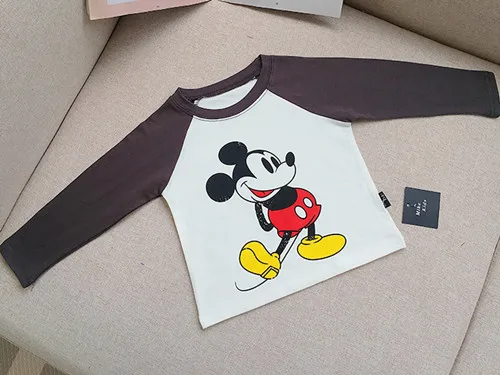 kids t shirt Семейные комплекты; футболка с длинными рукавами и рисунком Микки и Минни; Свитшот; футболка для маленьких мальчиков; семейная одежда «Папа, мама, я» - Цвет: kids t shirt