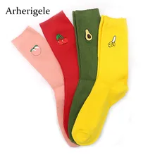 Arherigele 4 пары Симпатичные Фрукты мультфильм Для женщин хлопковые носки с принтом красочные Повседневное короткие женские носки удобные Смешные Носки