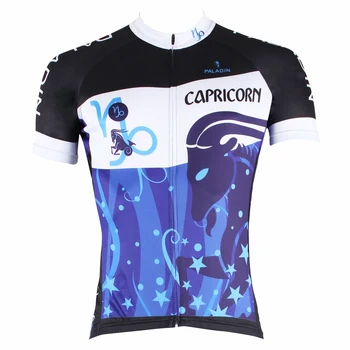 

New Determined Aries Constellation Men Short sleeve Cycling Jersey Blue Bicycle Shirt Polyester Anti-Sweat Cycling Clothes