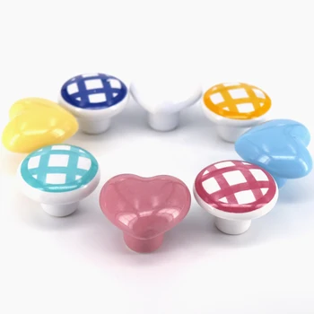 1PCS Heart Round shaped Ceramic Kitchen Cabinet Closet Dresser Pull Handles children Wardrobe Drawers Knobs Handles