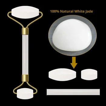 

Face-lift Roller Massager Double Head Natural White Crystal Jade Roller Face Lifting Natural Stone Tool Anti Wrinkle Cellulite
