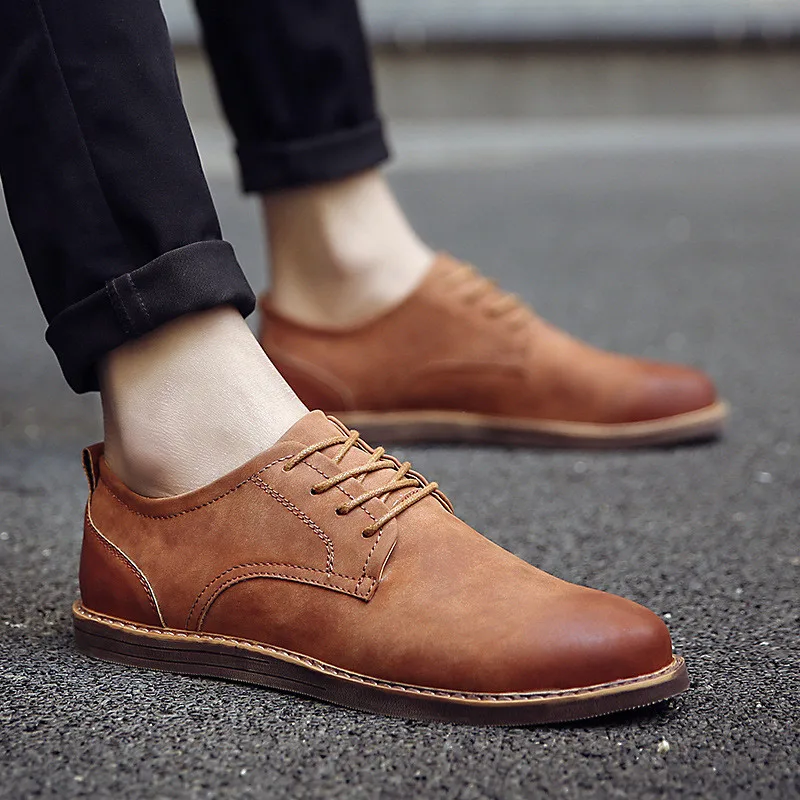 

Men's Leather Shoes Spring Autumn Shoes Oxfords Fashion Casual Dress Shoes Man Business Lace-up Non-slip Shoes XMR3093