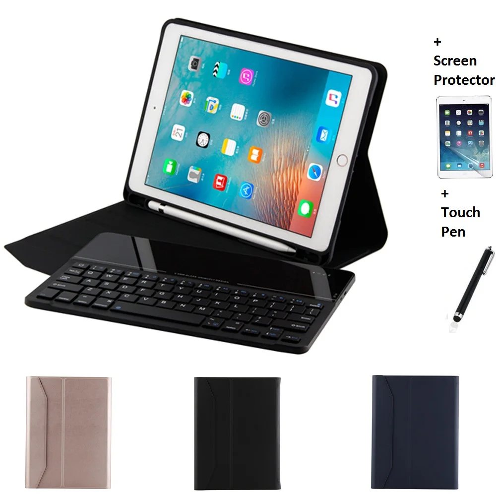 Закаленное стекло Bluetooth Съемная Беспроводная клавиатура карандаш держатель Чехол подставка для iPad Pro 9,7 iPad 2017 2018 Air 1 2 9,7