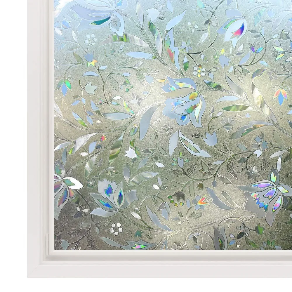 

New Tulip Flower 3D Static Cling decorative Privacy etched Glass Window Film Vinyl Christmas Decorations for home Raamfolie