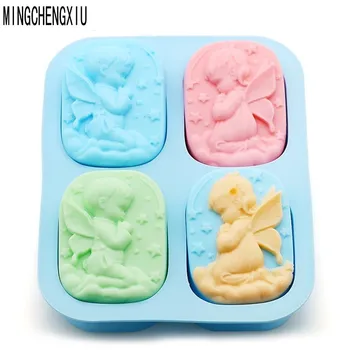

1 * Four Hole Angel Handmade Soap Mold Silicone Template Product For Kitchen Cake Decoration Tool Bread Cake Cream Tips