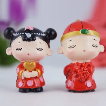 

fashion red elegant Resin Chinese doll wedding cake toppers wedding room decorations figurines