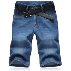 2018 новые модные летние джинсы Для мужчин Solid Pocket свободные прямые по колено джинсовые короткие мужчина синий плюс/большой Размеры 32 -52 1382