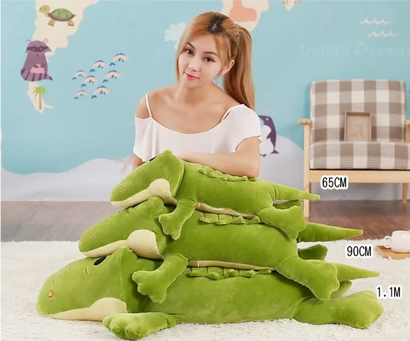 Dorimytrader 2018 Cuddly Soft Animal Crocodile Plush Pillow Stuffed Cartoon Lying Alligator Toy Doll 90cm 110cm DY61983 (4)
