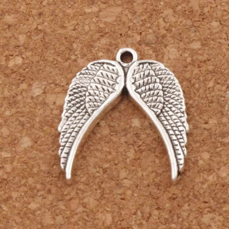 

Double Angel Wings Spacer Charm Beads Pendants Alloy Handmade Jewelry DIY L220 16pcs 21.2x18.9mm Antique Silver
