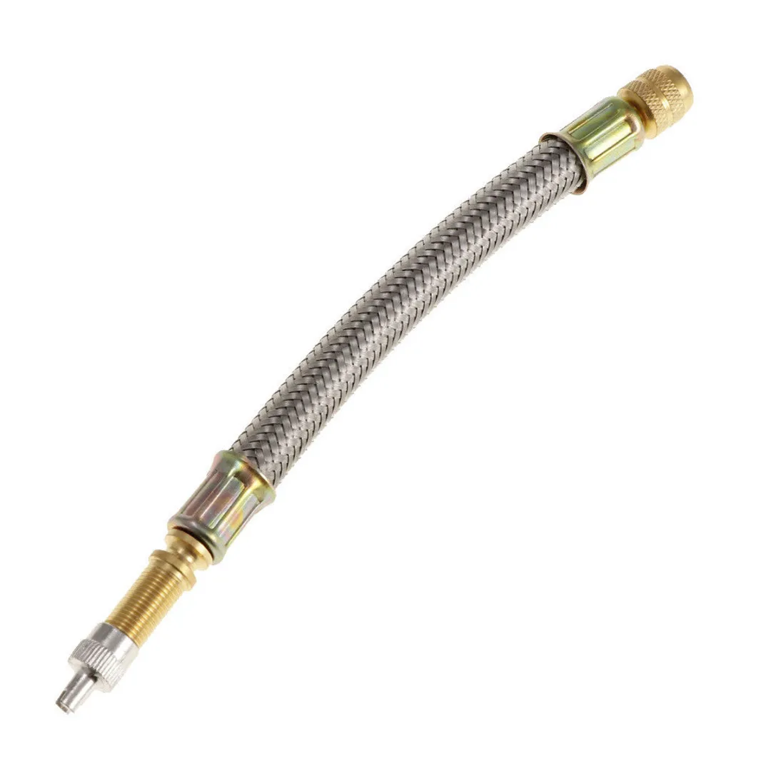 New Arrival 1pc 150mm Stainless Steel Braided Flexible Hose Car Wheels Tyre Valve Stems Extensions Tube Adapter