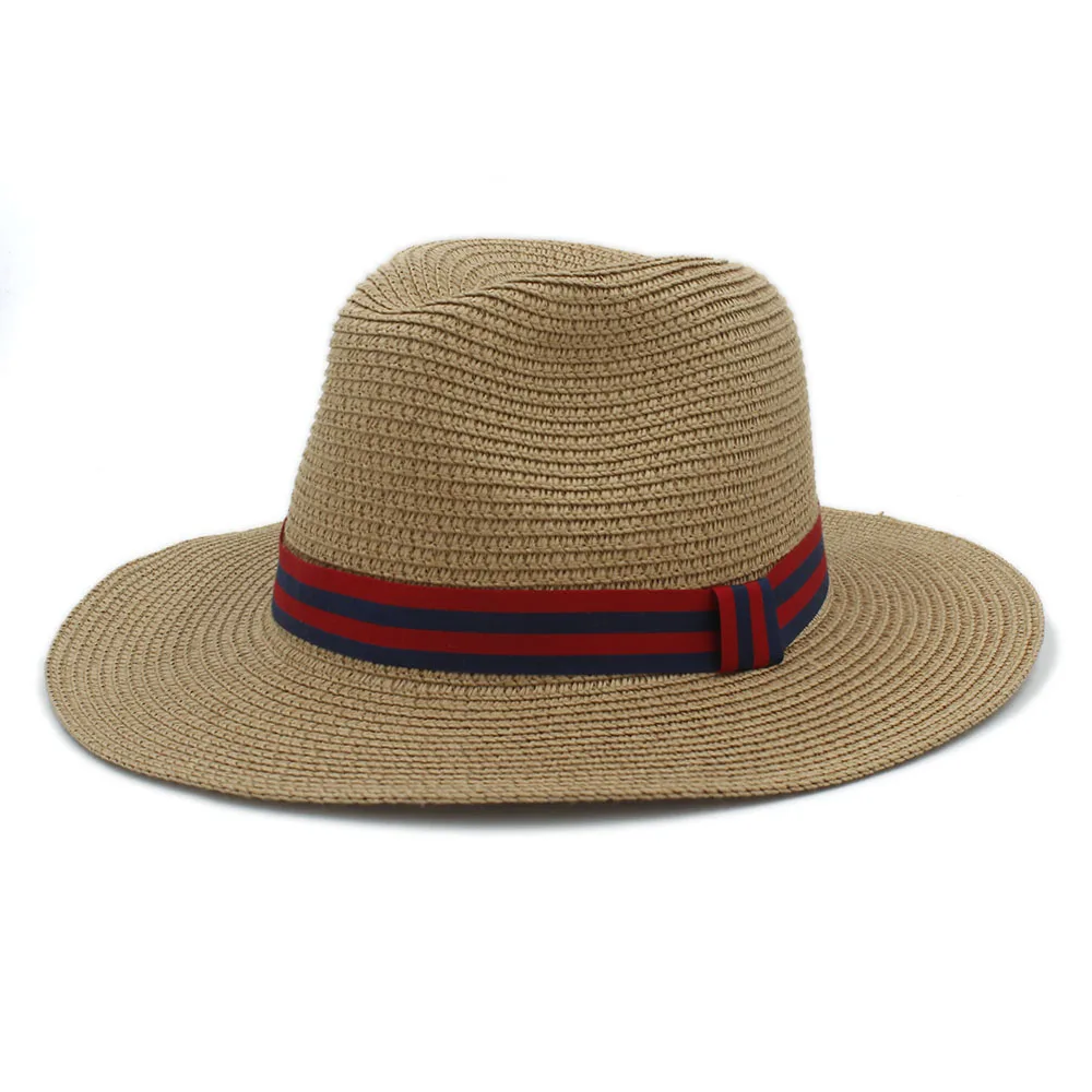 

Fashion Women Men Summer Toquilla Straw Fedora Hat For Elegant Lady Wide Brim Panama Cap Gentleman Dad Sunbonnet Beach Sun Hats