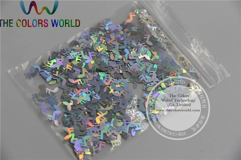 

Solvent resistant utra thin Musical Note shape holographic silver glitter for Nail Polish and Other DIY decoration 1Pack =50g