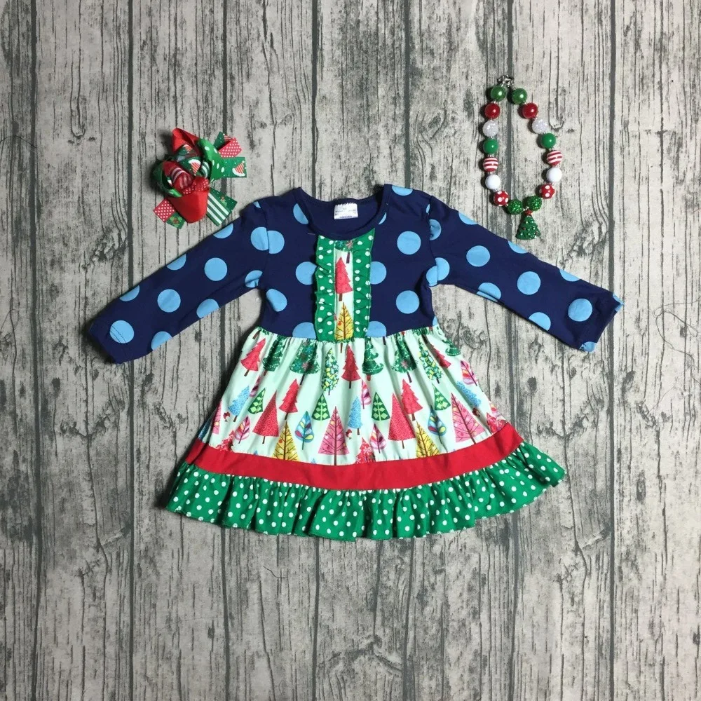 Little Girls Navy and Red Dot Boutique Outfit