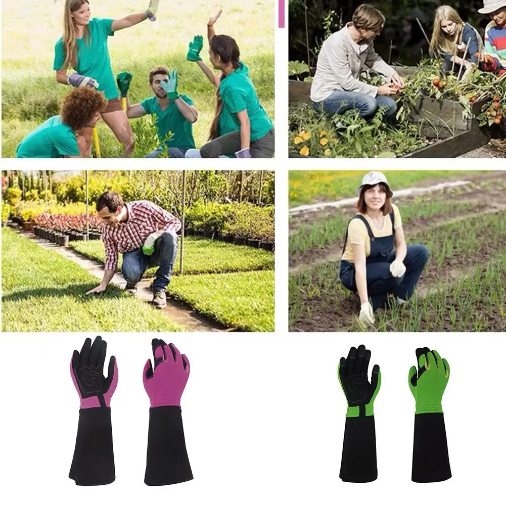 Садовые перчатки для женщин, устойчивые к шипам, средний размер, профессиональные, для обрезки роз, с удлиненной защитой предплечья