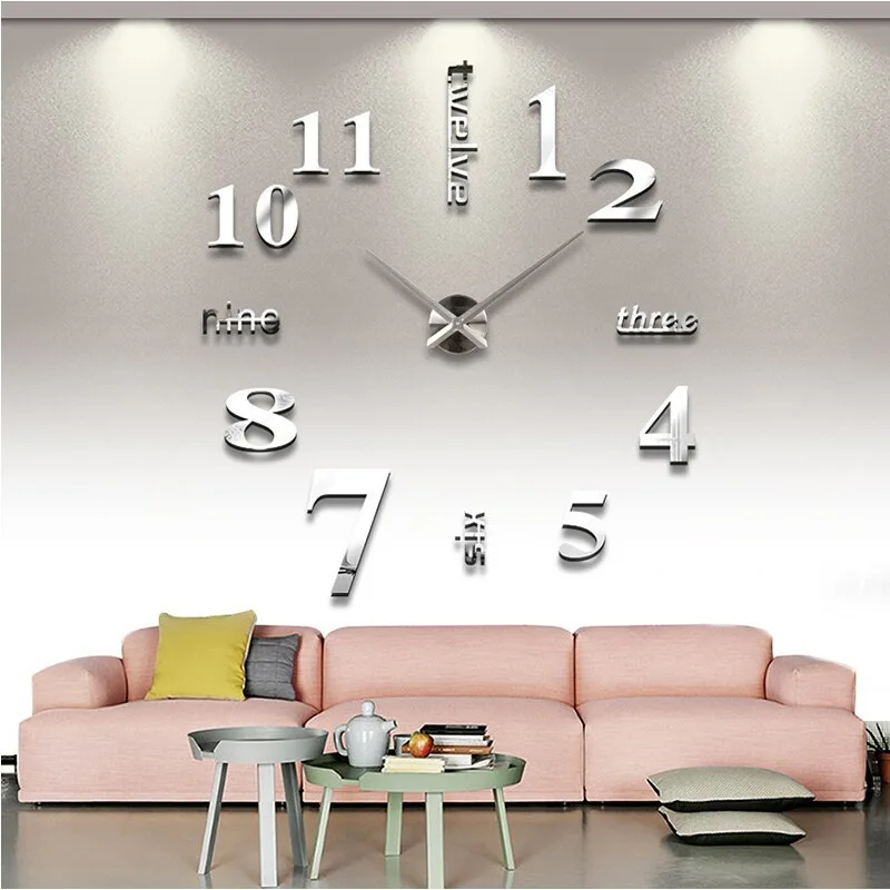 

2018 New Horloge Murale Saat Clock Wall Free Shipping Manufacturers Direct Sales Of Super-large-size Diy Clock Mirror Wall