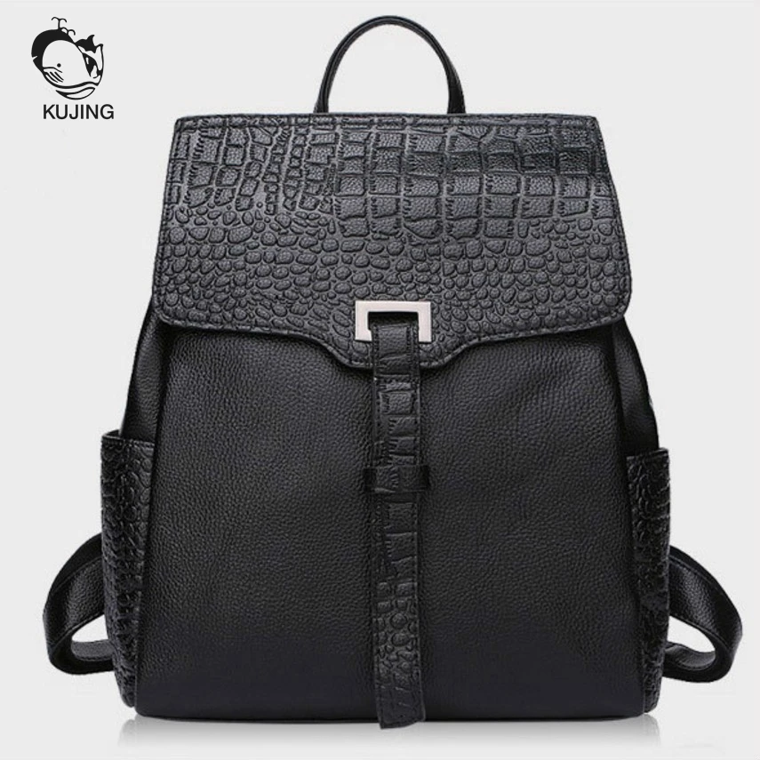 KUJING Women Leather Backpack High grade Leather Business Casual Women Backpack Hot Cheap Luxury Travel Shopping